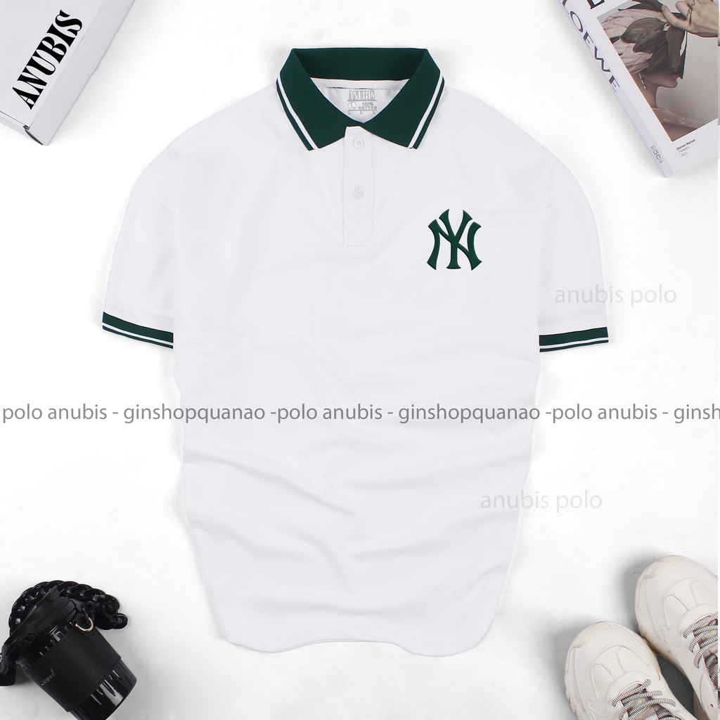 Áo thun polo MIB bóng chày TRẮNG VIỀN LÁ cao cấp sang trọng lịch sự HÌNH IN