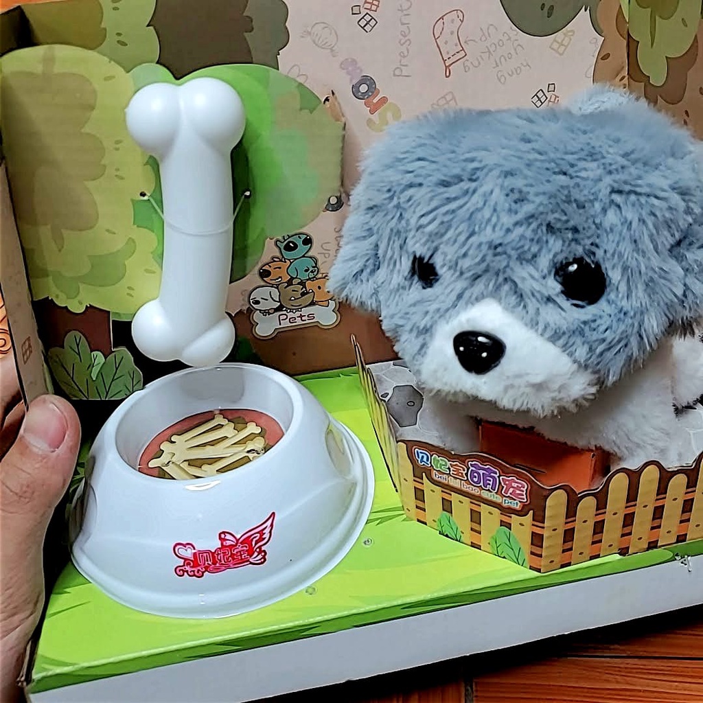 Chó bông biết đi biết sủa và vẫy đuôi cực cute món quà cho bé yêu 2 pin con thỏ đồ chơi trẻ em