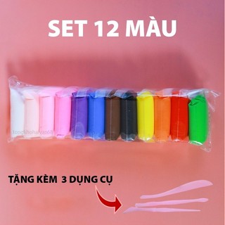Sét 12 màu đất nặn, đất sét tự khô