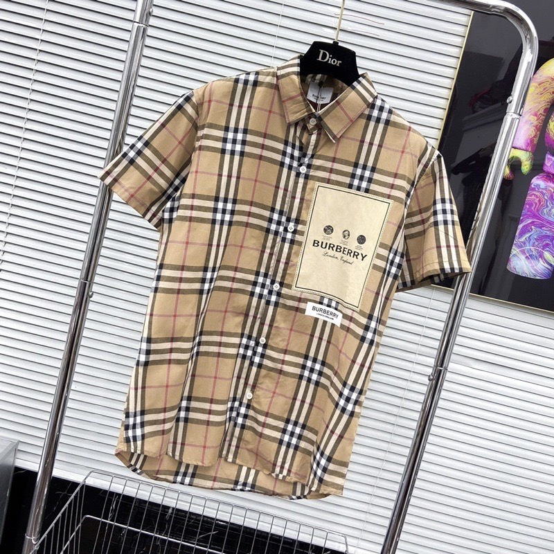 ÁO SƠ MI BURBERRY UNISEX V3 , ÁO SƠ MI BBR LOGO LONDON TÚI SỌC KẺ VÀNG NAM NỮ UNISEX