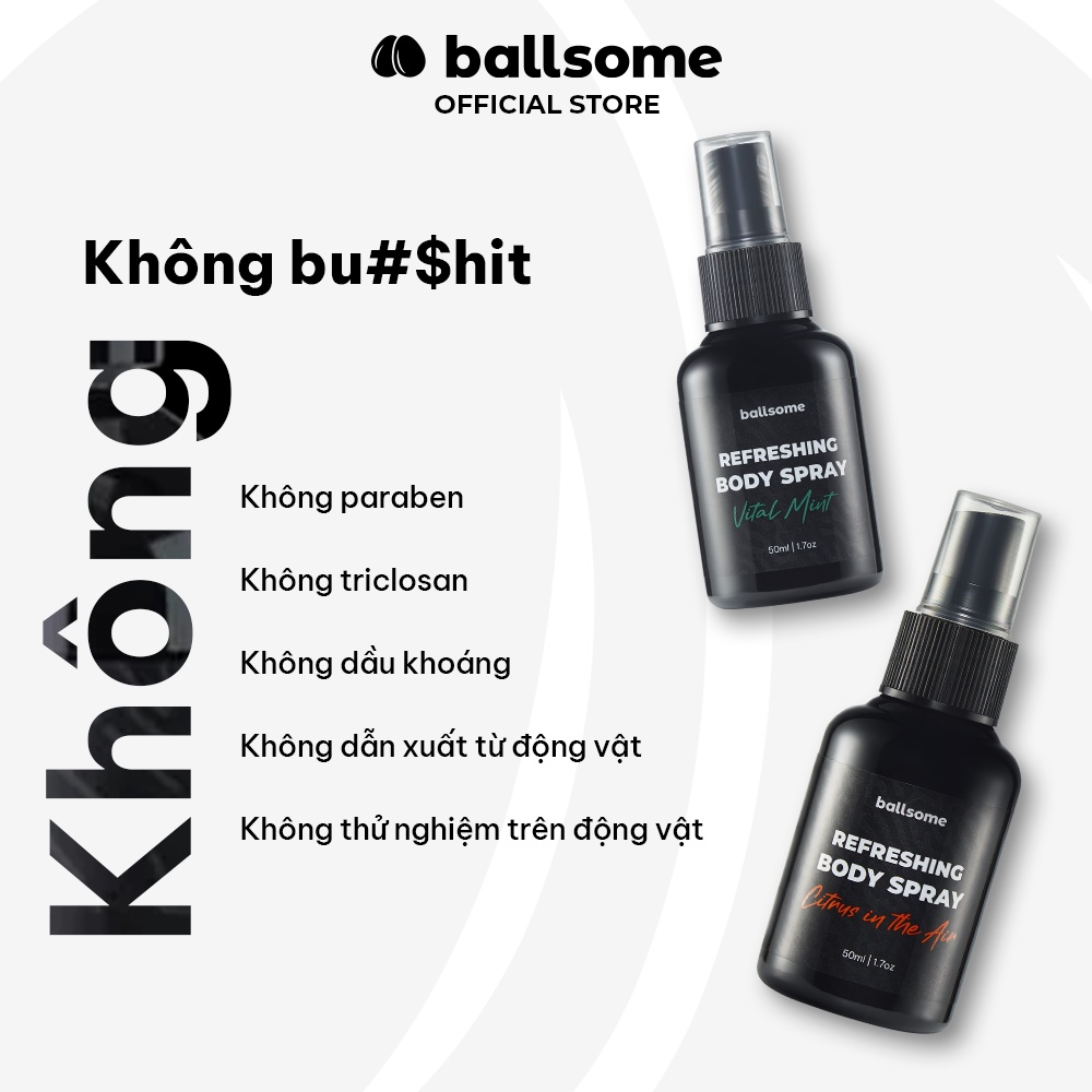 Combo 02 Xịt Thơm Toàn Thân Hương Nước Hoa Ballsome Body Spray 50ml x 2