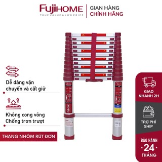 Thang nhôm inox rút đơn 3,8m - 4,4m - 5m gấp gọn nhập khẩu nhật bản fujihome