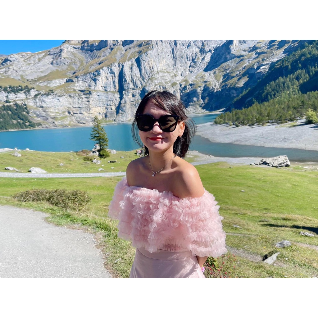 Set Crop Hồng Lông Vũ + Chân Váy