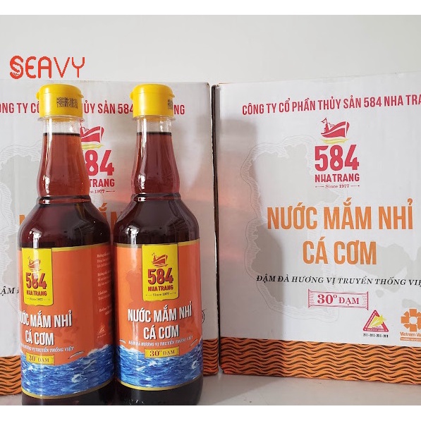 Thùng 6 chai Nước mắm 584 Nha Trang loại 30 độ đạm truyền thồng nguyên chất đậm đặc[SEAVY NHA T