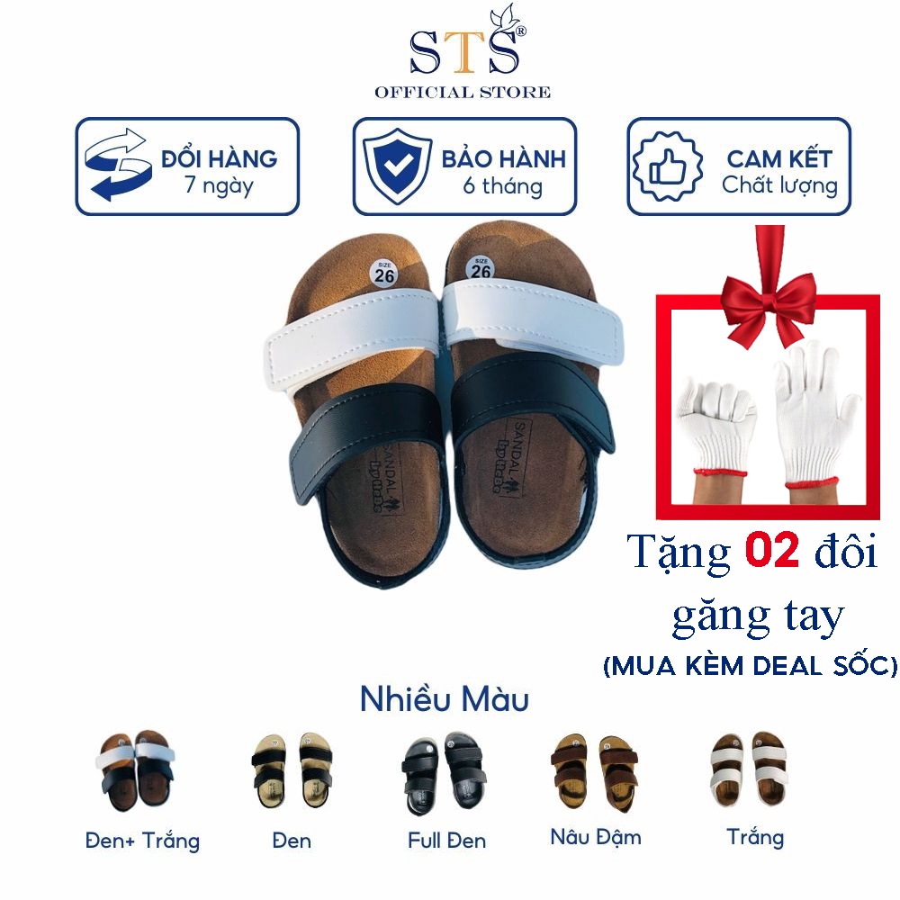 Giày Sandal Trẻ Em Dép DA BÒ THẬT NGUYÊN TẤM Bioline đế trấu quai dán cao cấp êm ái cho bé mã STK07