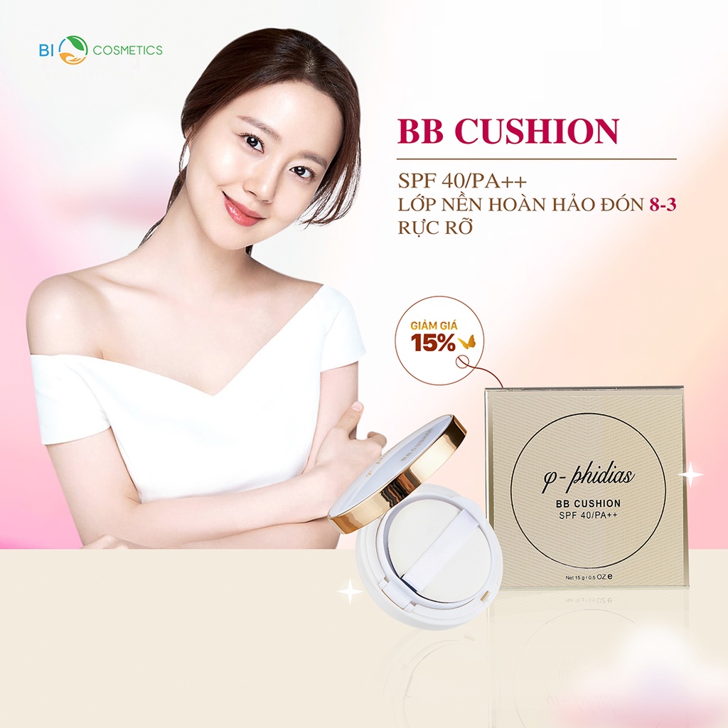 Phấn Nước BB Cushion Phidias 15g - Trang Điểm, Che Khuyết Điểm, Chống Nắng, Dưỡng Ẩm