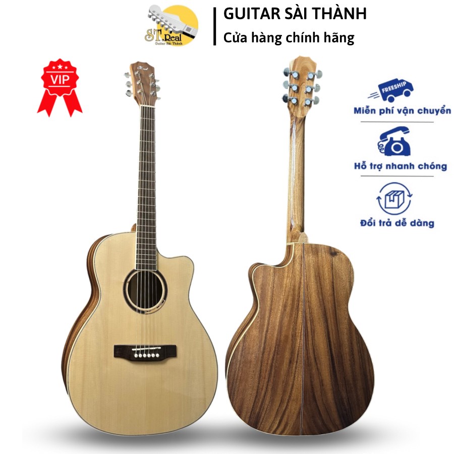 Đàn Guitar Acoustic Mã AL-01 Gỗ Điệp Bọc Tút Full Solid Chính Hãng ST.Real Guitar Sài Thành