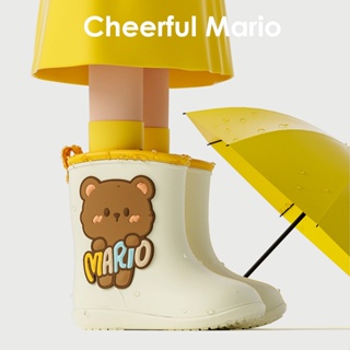 Ủng đi mưa cho bé mầm non tiểu học Cheerful Mario hình gấu dễ thương kháng