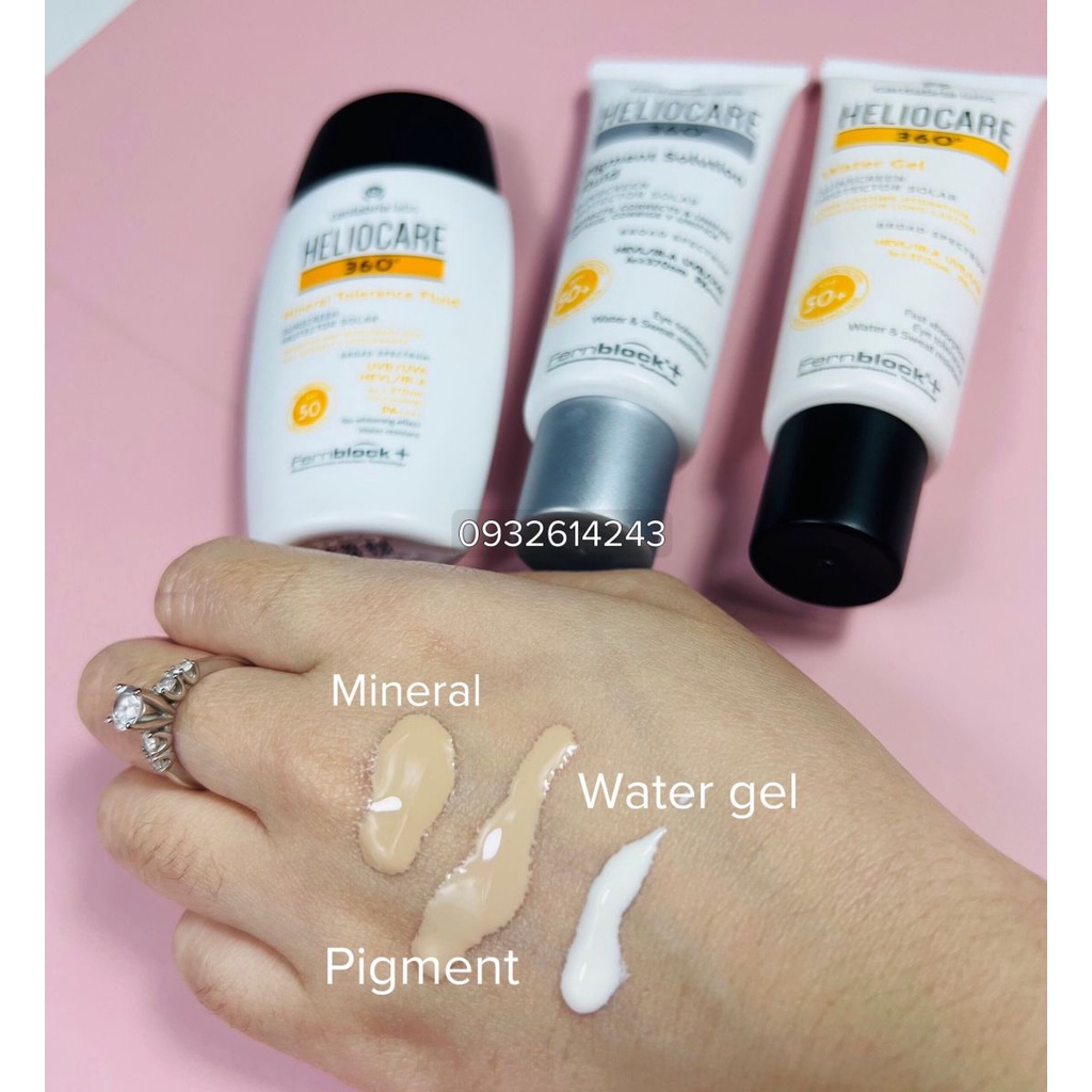 Sẵn 5 loại - Kem Chống Nắng Heliocare Spf 50 có  360 Water Gel ,  Mineral , pigment , MD A-R Emulsion, Age Active Fluid