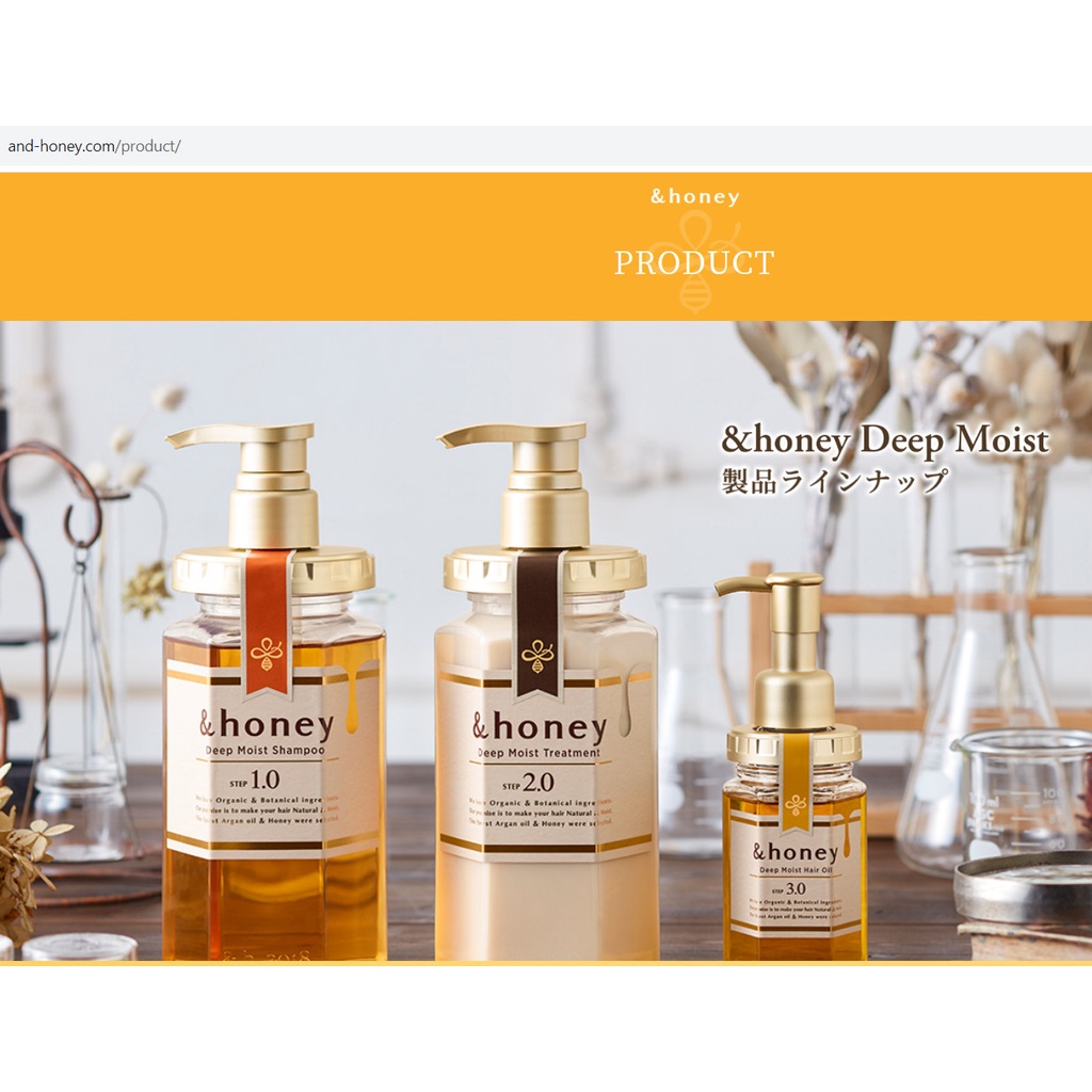 Dầu gội Honey Vcrea Organic hữu cơ Honey màu vàng trắng Deep Moist 440ml/chăm sóc tóc khô