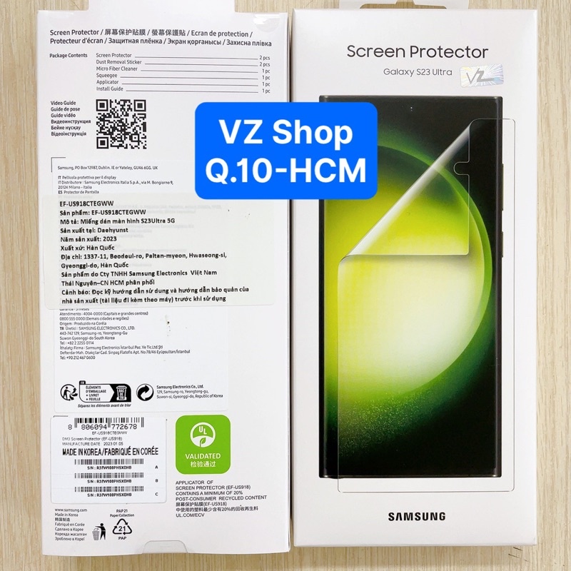 Chính hãng nguyên seal-Combo dán bảo vệ màn hình Screen Protector cho Samsung Galaxy S23/S23+/S23 Ultra