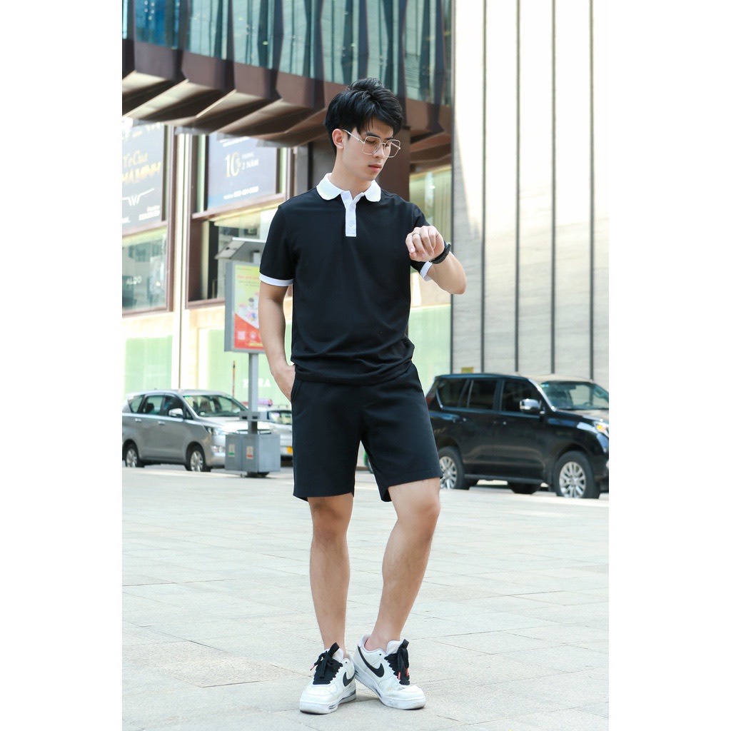 Áo thun Polo GẤU 194 Trơn Unisex vải cá sấu Poly co dãn 4 chiều dày dặn form gerular fit - PL Phối