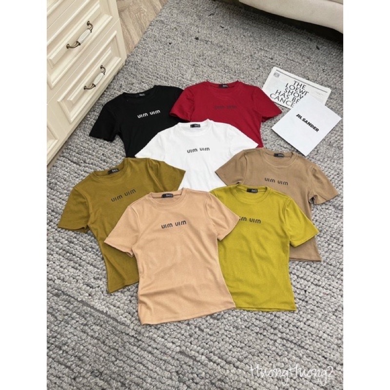 Áo phông ôm thun tăm,áo cổ tròn miumiu kèm ảnh thật Mã 13