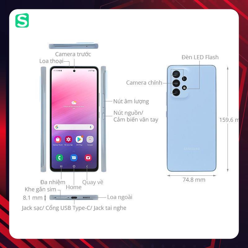 Điện thoại Samsung Galaxy A53 5G - Chính Hãng Bảo hành dài hạn . Lỗi 1 đổi 1 . Fullbox Tặng kèm kiện