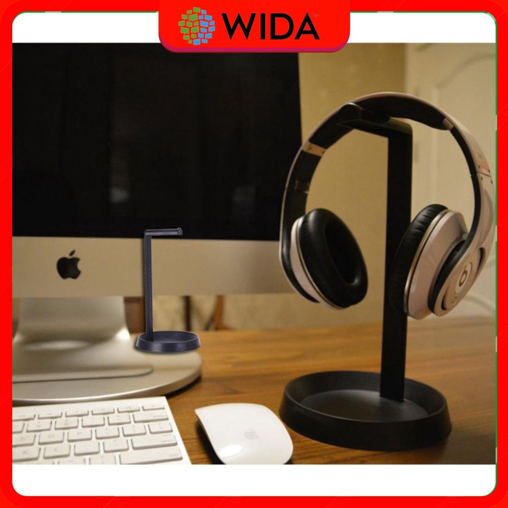 Giá treo tai nghe chụp đầu, Kệ để head phone bằng khung kim loại, đế kê nhựa kết hợp đế đựng đồ tiện dụng