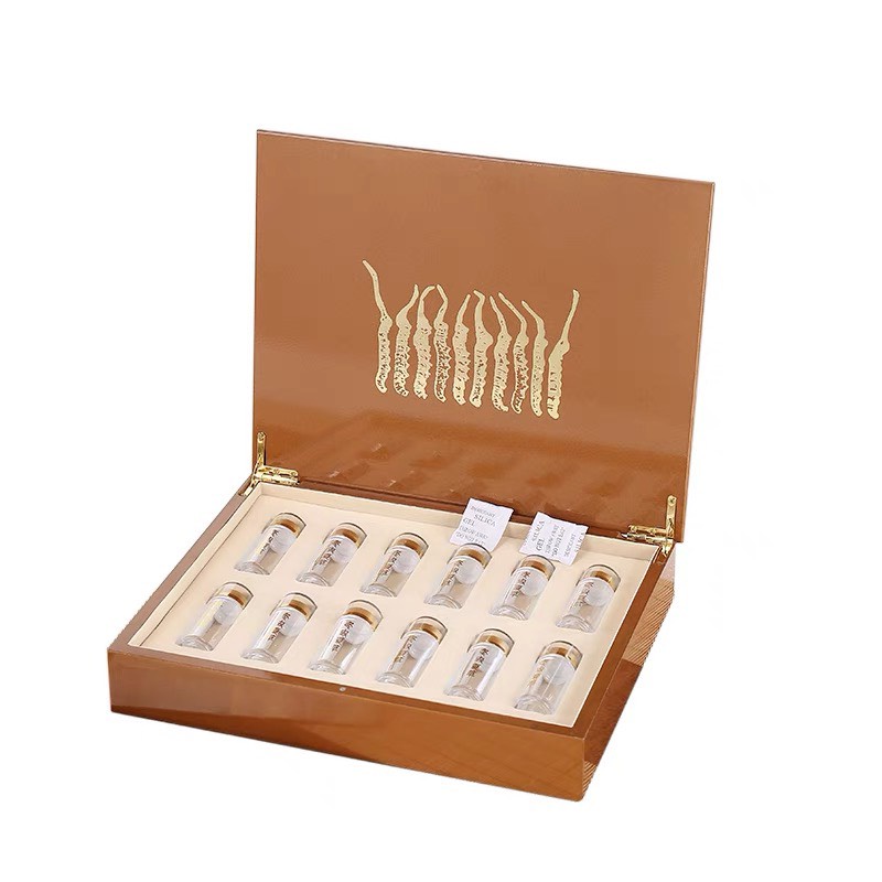 Hộp đựng cao cấp 12 ống đưng đông trùng hạ thảo, hoa nghê tây, hộp quà sang trọng