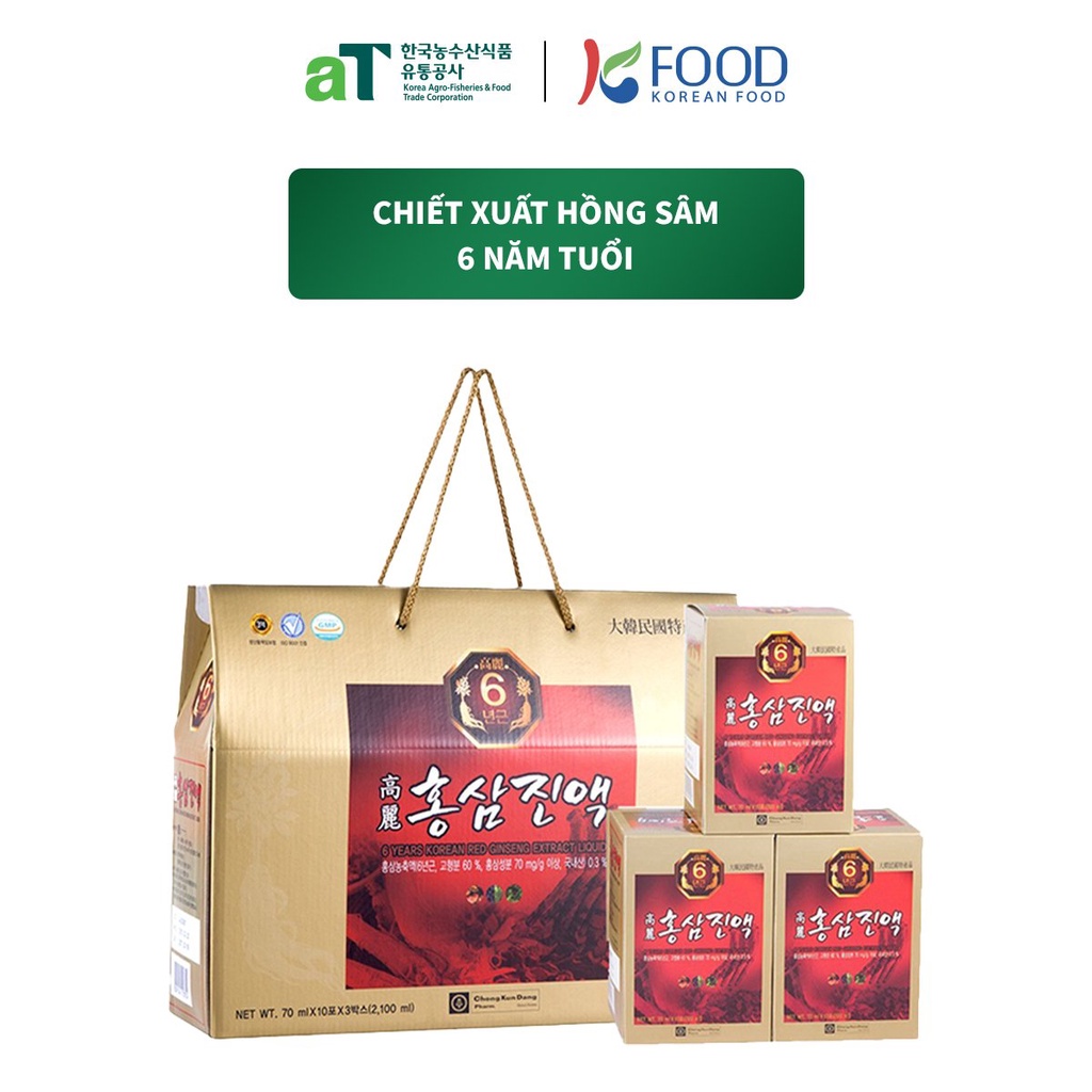 [Hộp 30 Gói] Nước Chiết Xuất Hồng Sâm 6 Năm Tuổi Chong Kun Dang 78ml/gói - aT Mall & K Food