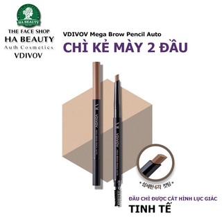 Chì kẻ mày 2 đầu dễ kẻ lâu trôi trẻ trung chuyên nghiệp VDIVOV Mega Brow Pencil Auto 0.35g