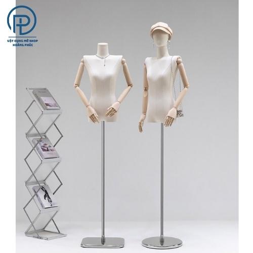 Manocanh nữ vai ngang có xương quai xanh , tay gỗ thật đầu vải đế phồng cao cấp