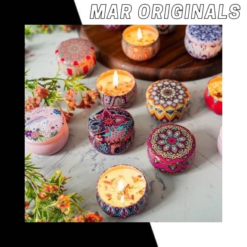 Set 4 nến thơm cao cấp không khói thư giãn hoa khô thiên nhiên quà tặng decor trang trí sang trọng MAR ORIGINALS STORE