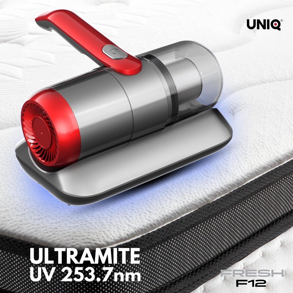 Máy hút bụi giường đệm nệm UNIQ Fresh F12 không dây đèn UV diệt sạch vi khuẩn ga sofa lông cao cấp cầm tay mini đa năng