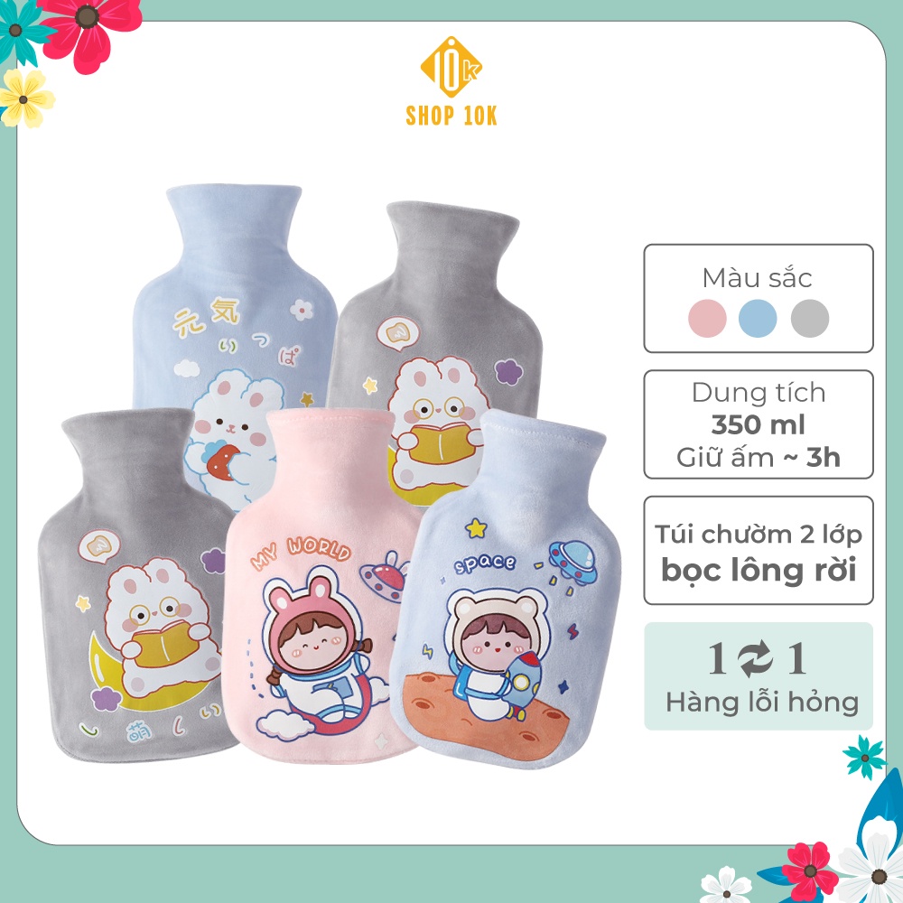 Túi chườm nóng lạnh SHOP10K giảm đau bụng kinh, túi chườm giữ ấm hạ sốt 350ml SP002249