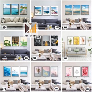 Bộ 3 tranh canvas khung gỗ thông