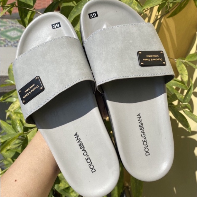 Dép Nam Nữ Quai Ngang, Dép DG quai da mác kim loại bền đẹp