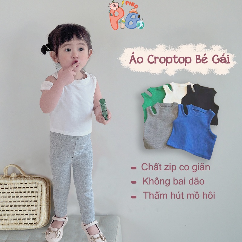 Áo Croptop Bé Gái Kiểu Xẻ Vai Dáng Năng Động Vải Zip Cao Cấp, Dễ Phối Đồ - BabyBoo