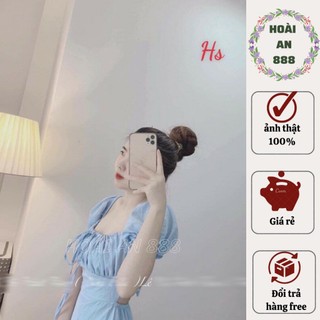 Đầm Tiểu Thư Ulzzang Nhún Vai Hơ Lưng Chun Sang Chảnh Hàng Thiết Kế Cao Cấp