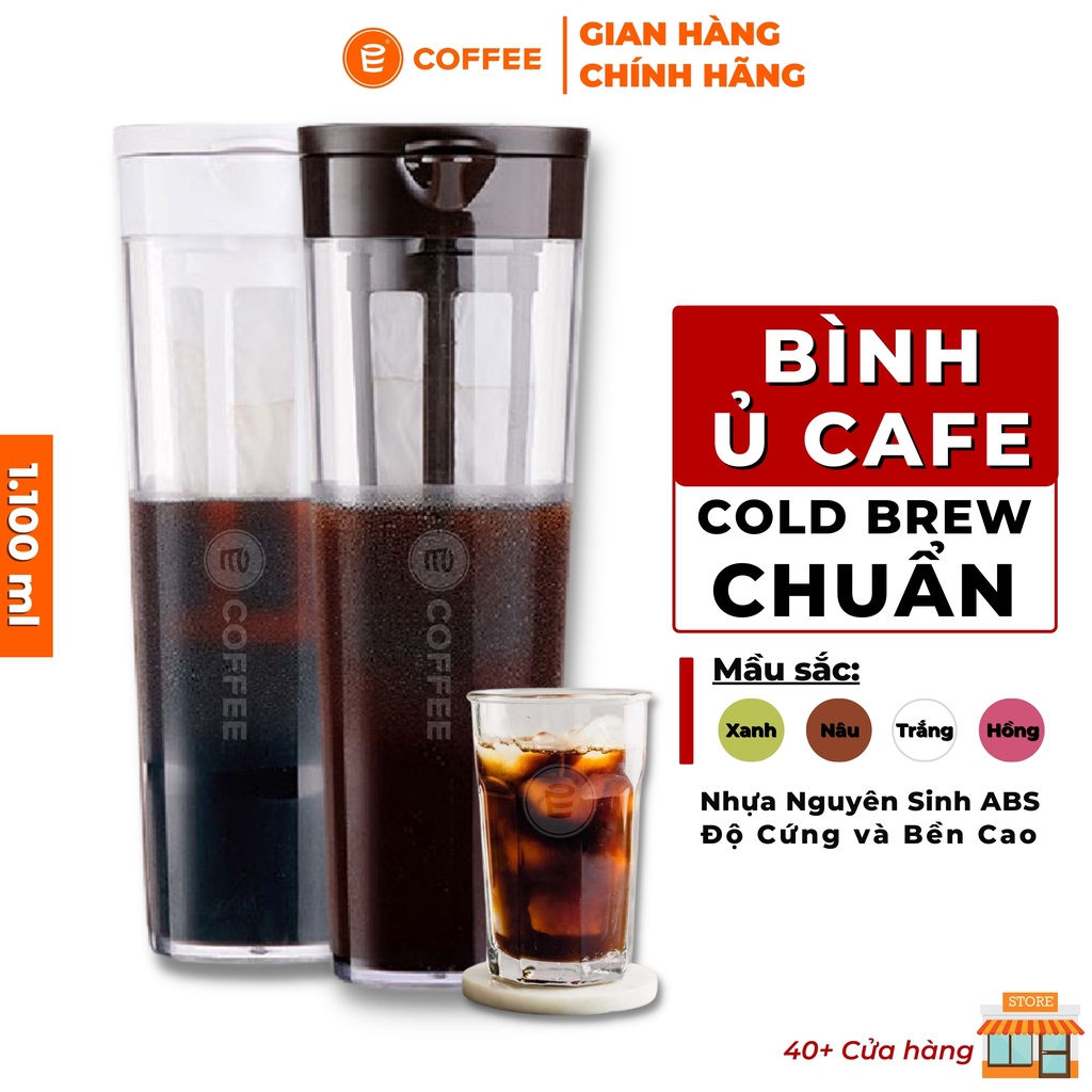 Bình pha ủ cafe COLD BREW (cà phê ủ lạnh) chất liệu nhựa nguyên sinh ABS bền bỉ 1100ml An toàn thực phẩm từ Lifeup