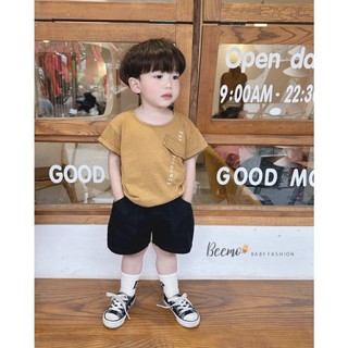 Áo phông in chữ cho bé Beemo, chất liệu cotton co giãn, thấm hút mồ hôi và thiết kế basic viền chỉ nổi bật B282