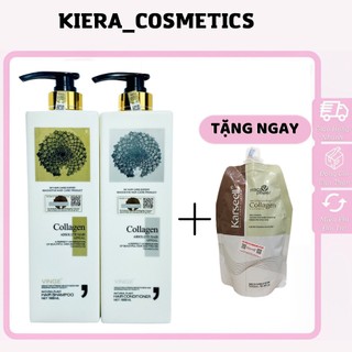Cặp 2 chai dầu gội và xả collagen vinge 1000ml chính hãng tặng ủ karseell