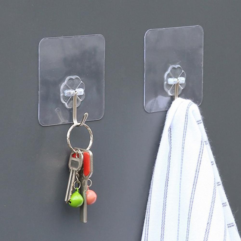 Miếng dán dính tường móc treo đồ siêu dính siêu bền siêu rẻ, móc dán tường trong suốt KHOBUONBAOCHAU