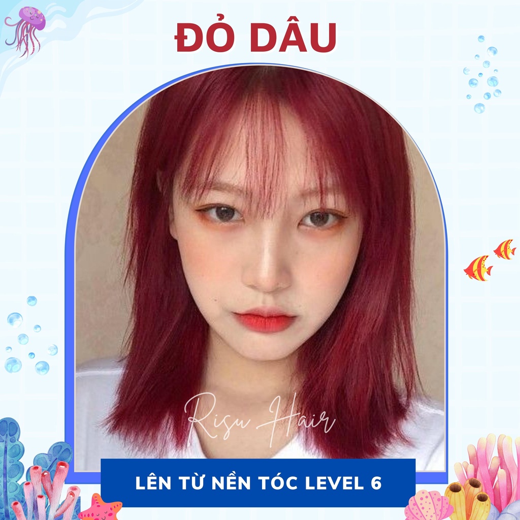 Thuốc Nhuôm Tóc Màu Đỏ Dâu, Không Tẩy - Risu Hair.