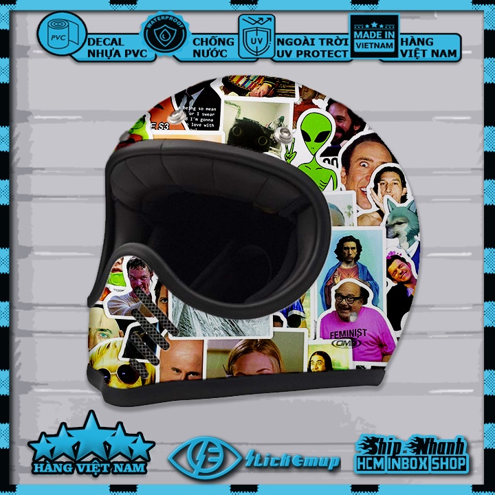 Sticker MEME, hình dán meme hài hước vui nhộn cute, decal nhựa chống nước, dán mũ bảo hiểm, dán laptop, dán vali, dán xe
