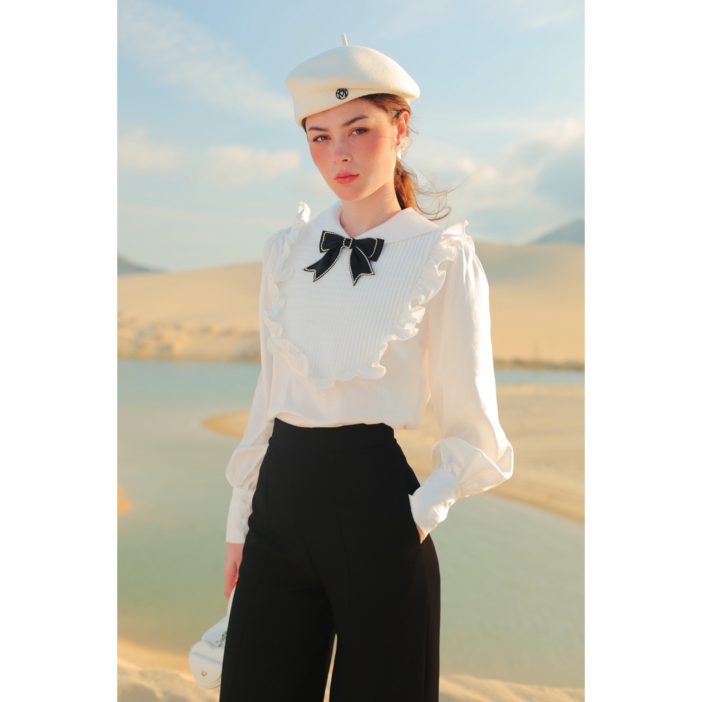SÒ VINTAGE - Penny Áo sơ mi tay phồng đính nơ