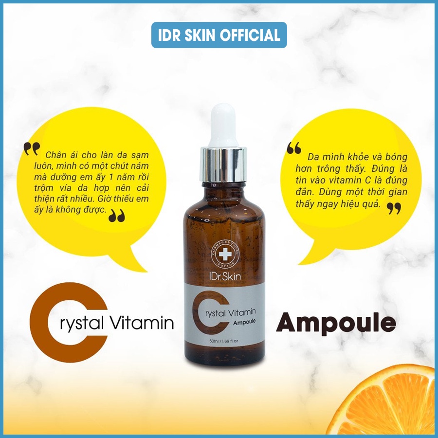 Tinh chất trắng da Idr Skin Crystal Vitamin C Ampoule Serum dưỡng ẩm mờ thâm nám