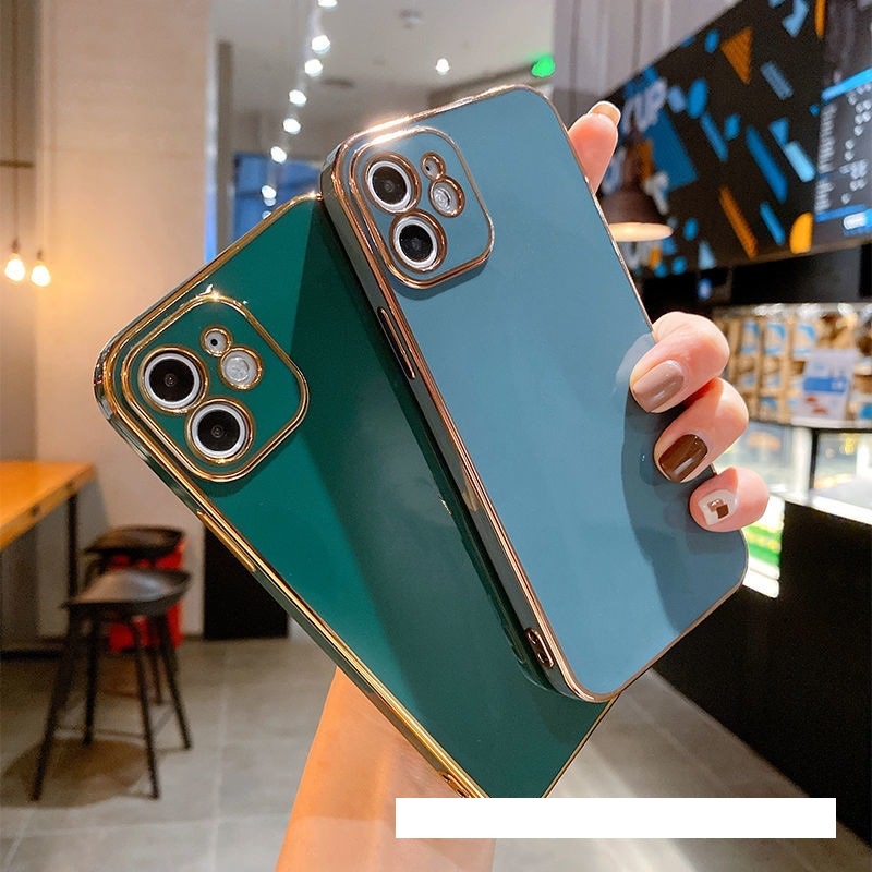 [ỐP ĐIỆN THOẠI] Ốp Lưng Iphone Mềm Dẻo Sang Trọng Viền Mạ Vàng Cao Cấp Đơn Sắc Long Lanh