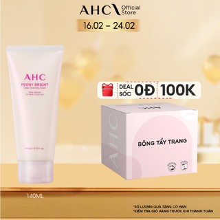 Sữa Rửa Mặt Làm Sáng Da AHC Peony Bright Deep Cleansing Foam 140ml