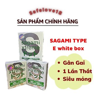 Bao cao su gân gai, bcs sagami type e white box, hộp 3c, size ~52mm