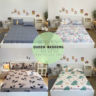 Bộ Ga Gối Trải Giường Poly Cotton M2/M6/M8 Drap giường bo chun có kèm 2 vỏ gối,mẫu doremon tem thư