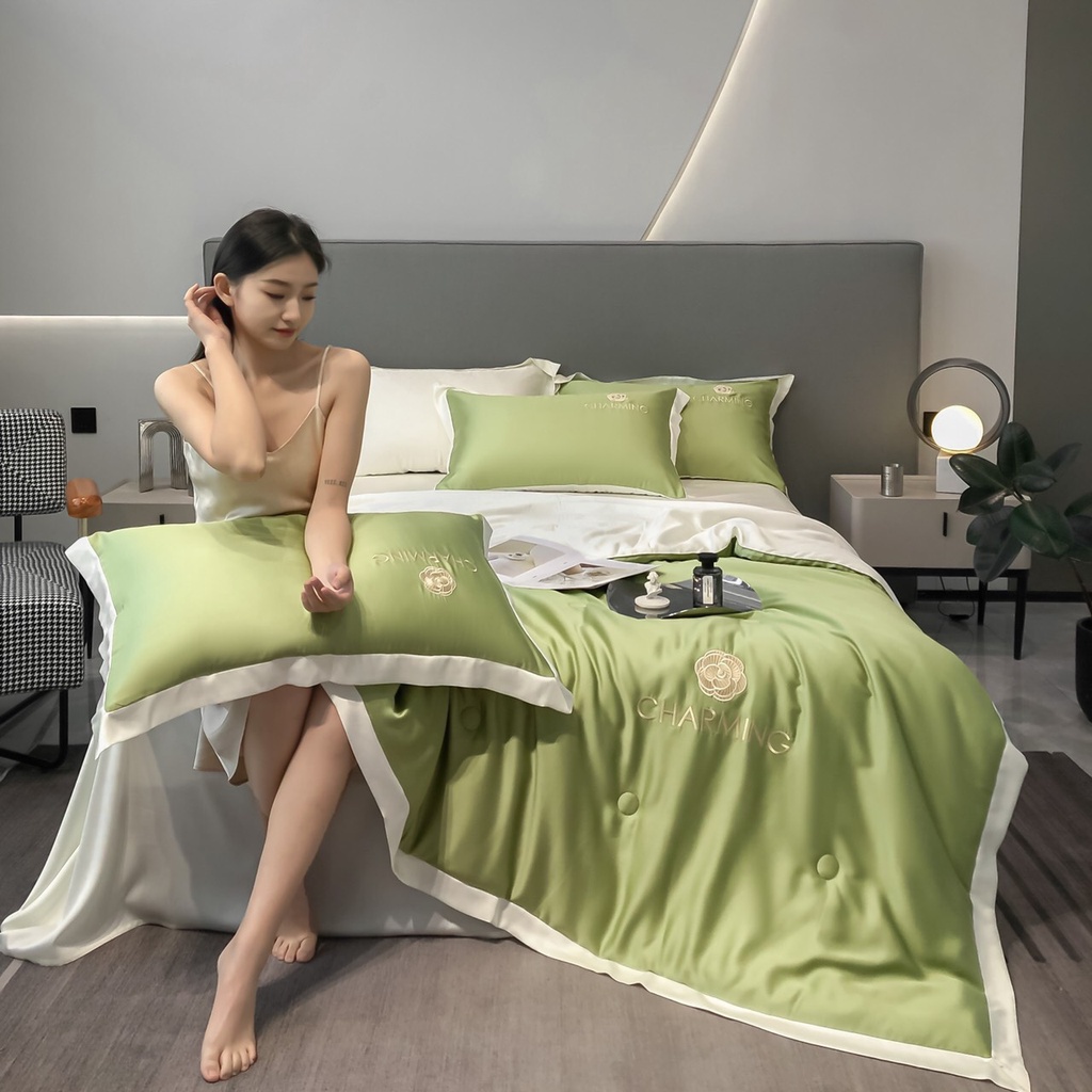 Bộ chăn ga gối chần bông phi lụa Charming MD.Decor - Bedding nhập khẩu cao cấp êm mềm nhiều kích thước M6/M8