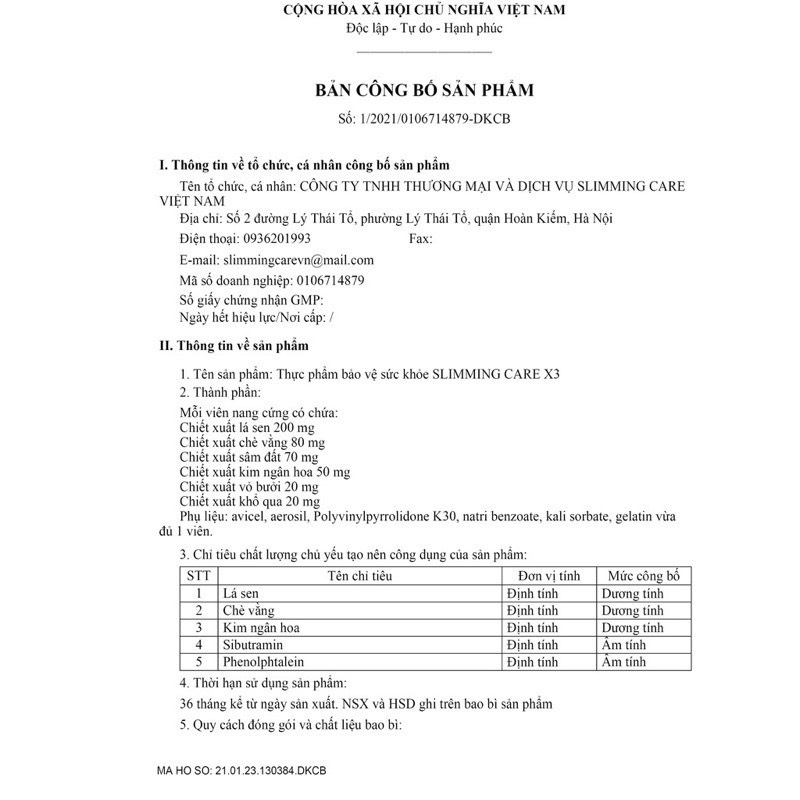 Viên Giảm Cân Slimming Care X3, Giảm Mỡ An Toàn