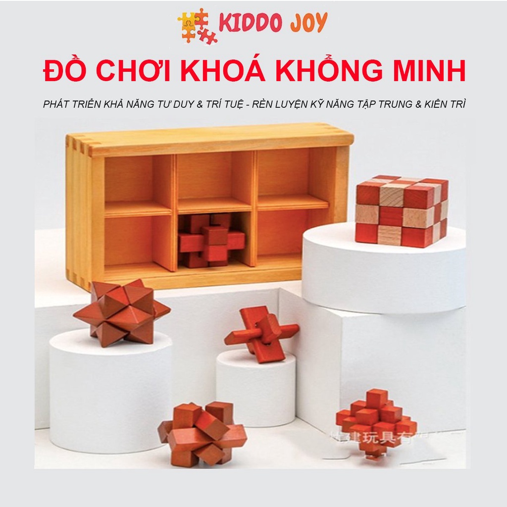 Đồ chơi khóa khổng minh, puzzle khóa khổng minh, đồ chơi trí tuệ bằng gỗ