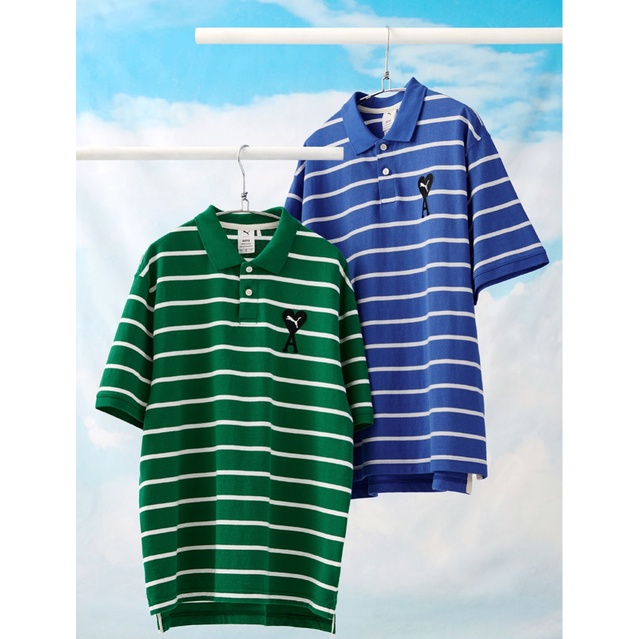 Áo thể thao Puma x Ami polo kẻ ngang bill hàn