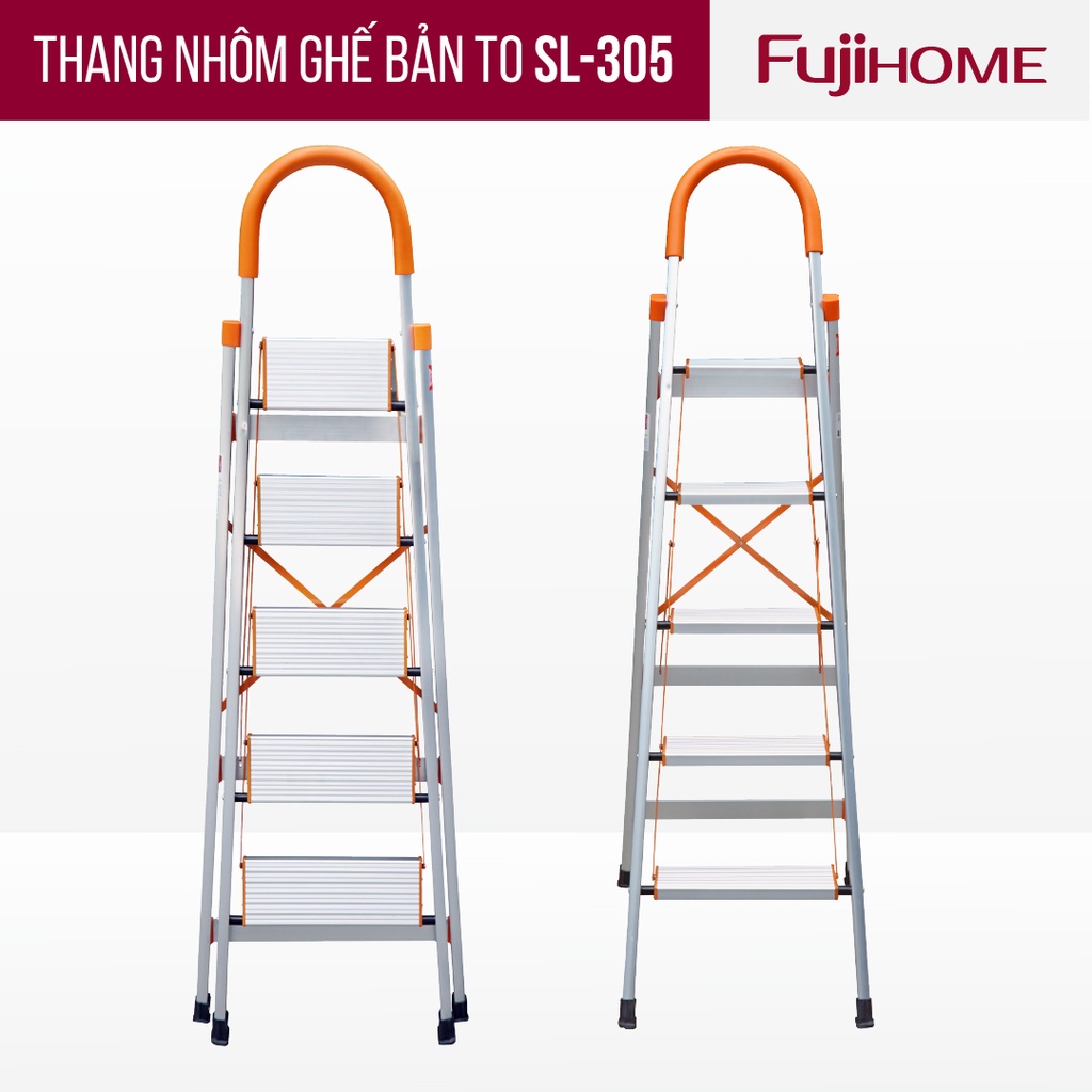 Thang nhôm ghế bản to 4-5-6 bậc nhập khẩu FUJIHOME SL-305 Công nghệ Nhật Bản - Bảo hành toàn quốc 24 tháng