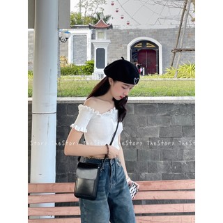 Áo trễ vai zip [STORY] A2989 (ảnh thật)