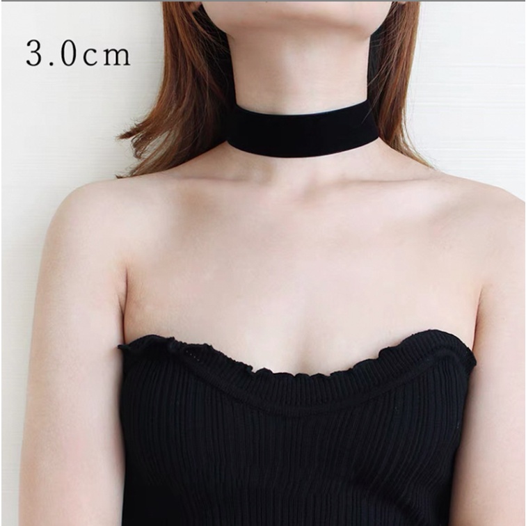 Dây chuyền nữ vòng cổ choker vải nhung mềm màu đen nhiều size phong cách Hàn Quốc cao cấp