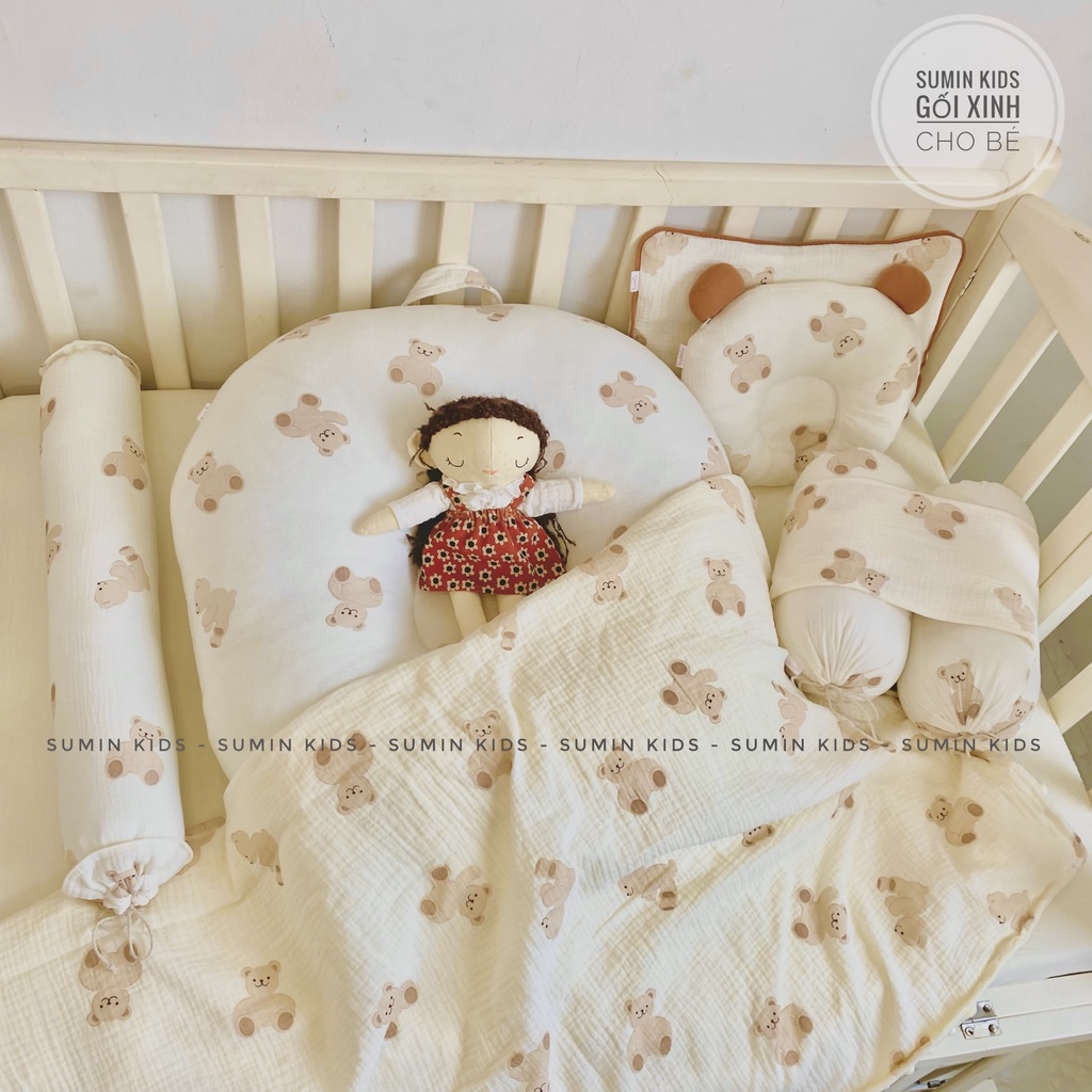 Gối chống trào ngược vải xô Muslin Organic cao cấp